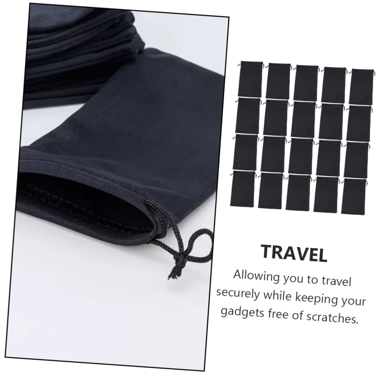 **30pcs Sunglass Drawstring Pouch - Portable Ski Goggle Case, Lint-Free Storage Bag for Snow Goggles & Outdoor Glasses - Perfect for Skiing, Snowboarding & Travel Accessories**