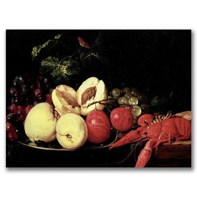 Trademark Fine Art Jan Davidz Heem Still Life Fruit with Lobster Canvas Art Print - 35x47 Inch Wall Decor for Living Room, Dining Room & Office