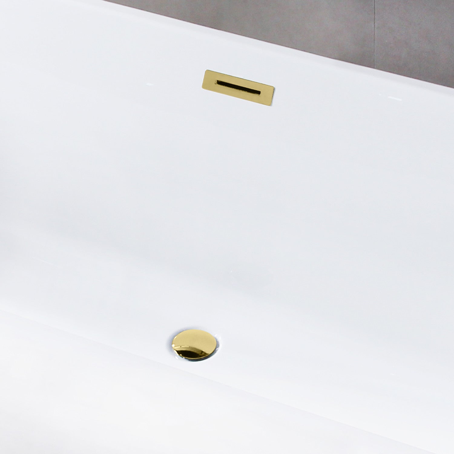 Aqua Eden 59 Inch Acrylic Freestanding Bathtub - Rectangular Double Ended Soaking Tub with Drain, Glossy White & Polished Brass Finish | Perfect for Luxury Bathrooms & Spa Retreats