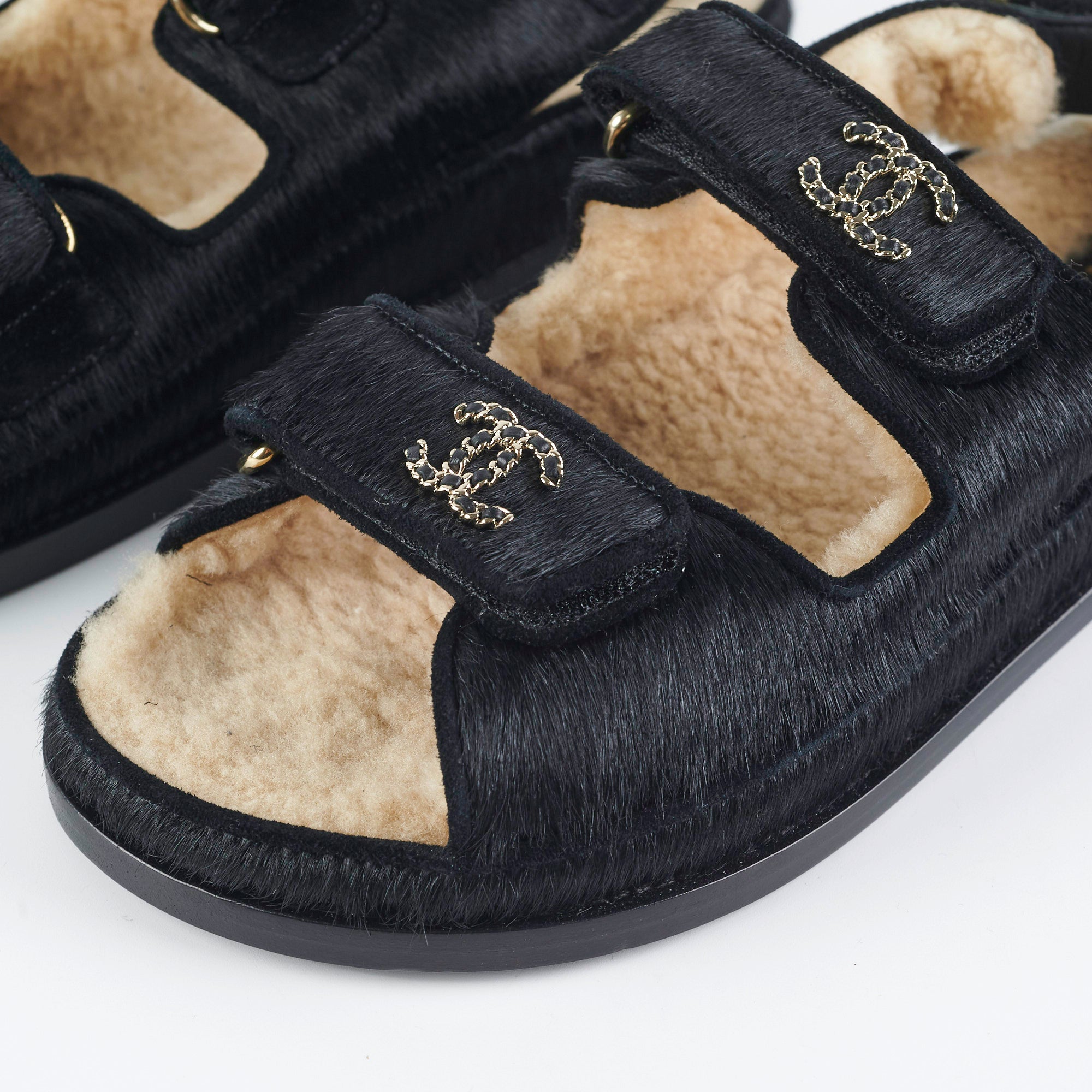 Chanel Black Calf Hair Sandals Size 36 - Luxury Women's Designer Shoes for Summer 2023 | Perfect for Weddings, Parties & Beach Vacations