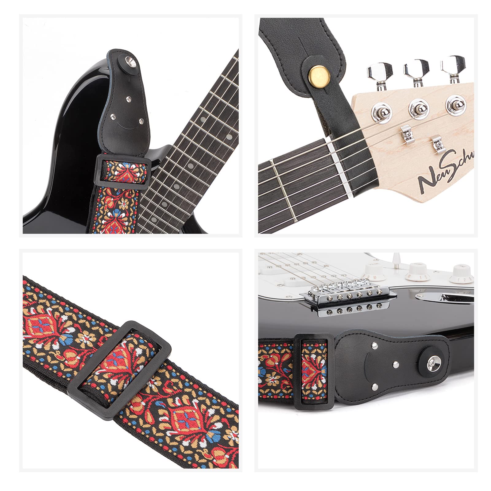 Premium Cotton Jacquard Guitar Strap for Electric, Acoustic & Bass Guitars - Includes 2 Free Silicone Strap Locks - Comfortable & Durable for Live Performances, Studio Sessions & Practice