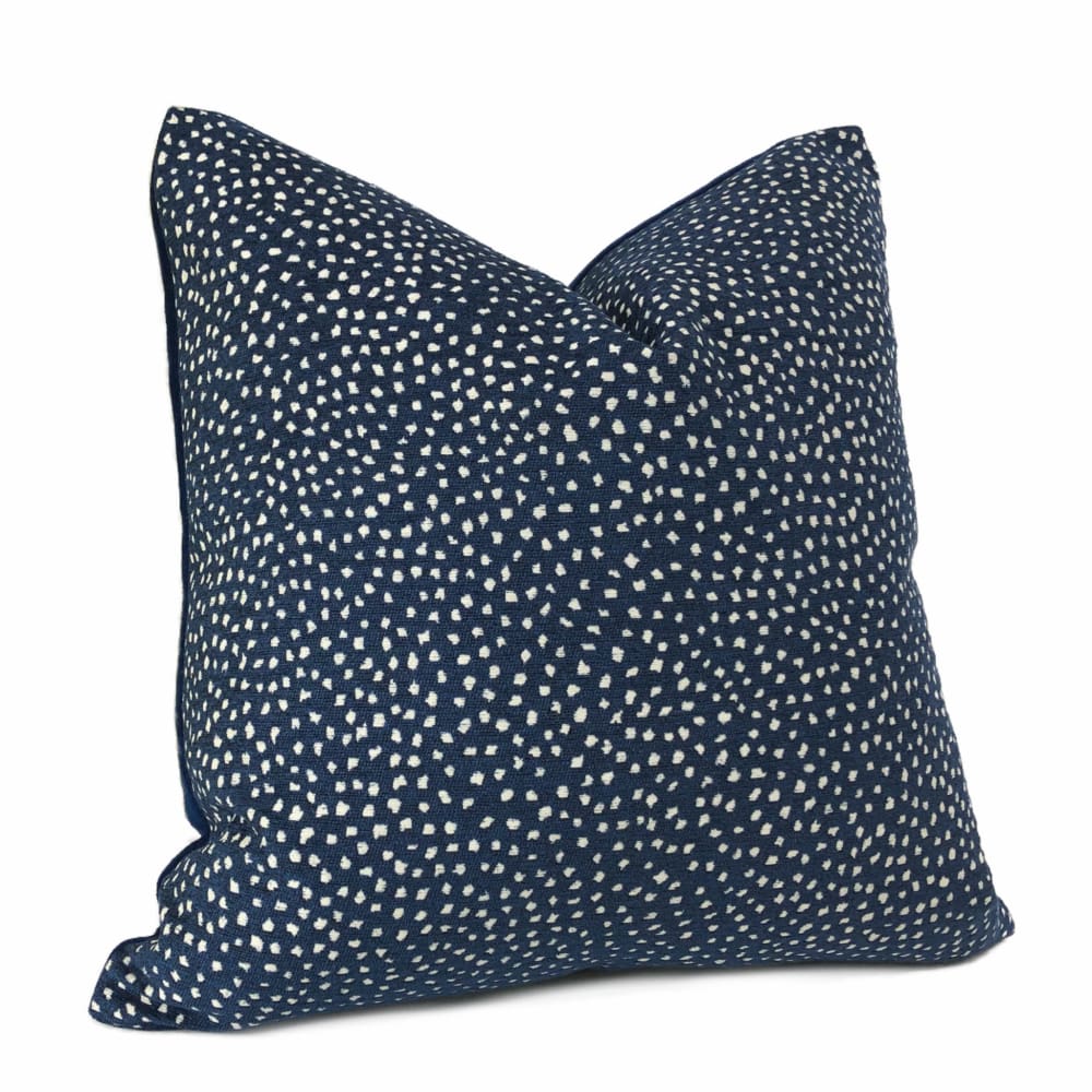 Taylor Navy Blue White Dots Chenille Pillow Cover - Soft Decorative Throw Pillow Case for Sofa, Bed, Couch - Home Decor Accent for Living Room, Bedroom