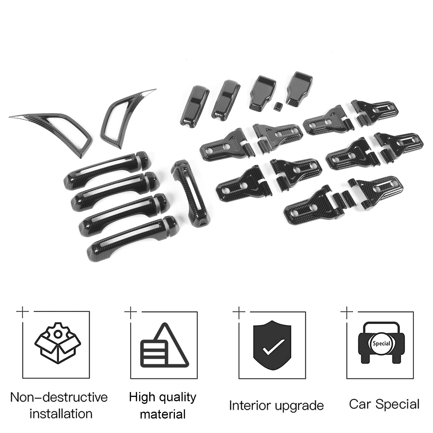 CheroCar 22-Piece Jeep Wrangler JL & JLU Accessories Kit - Hood/Door Hinge Covers, Handle Inserts, Rear Window Hinge Protectors & Wiper Covers (2018+ Models) | Durable Exterior Protection for Off-Road Adventures & Daily Driving