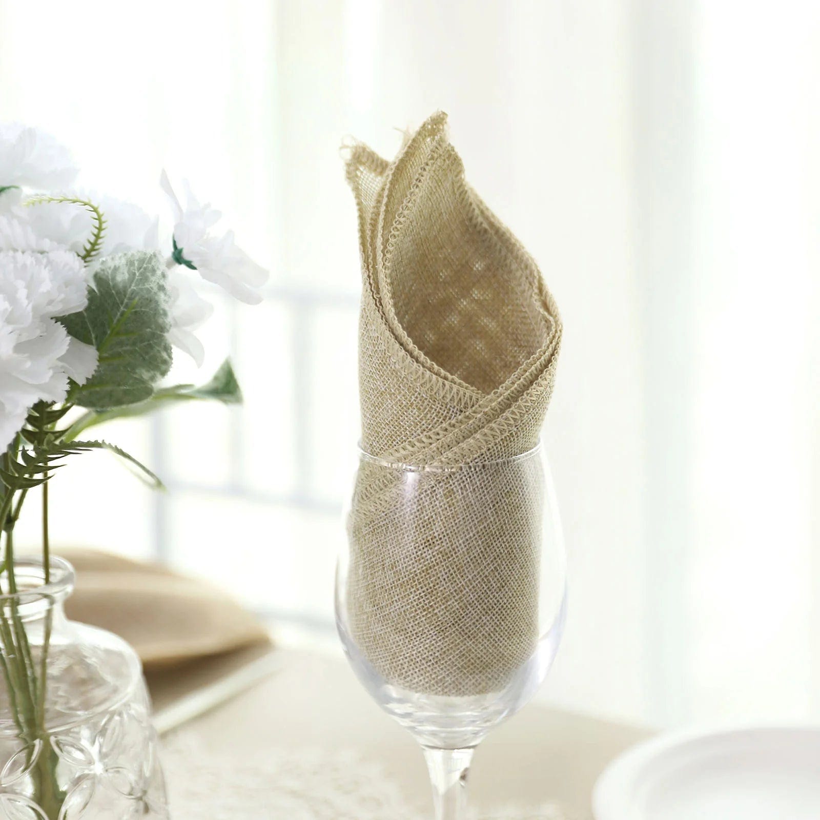 5 Rustic 19x19 Faux Burlap Dinner Napkins - Perfect for Farmhouse Weddings, Holiday Tablescapes & Rustic Home Decor