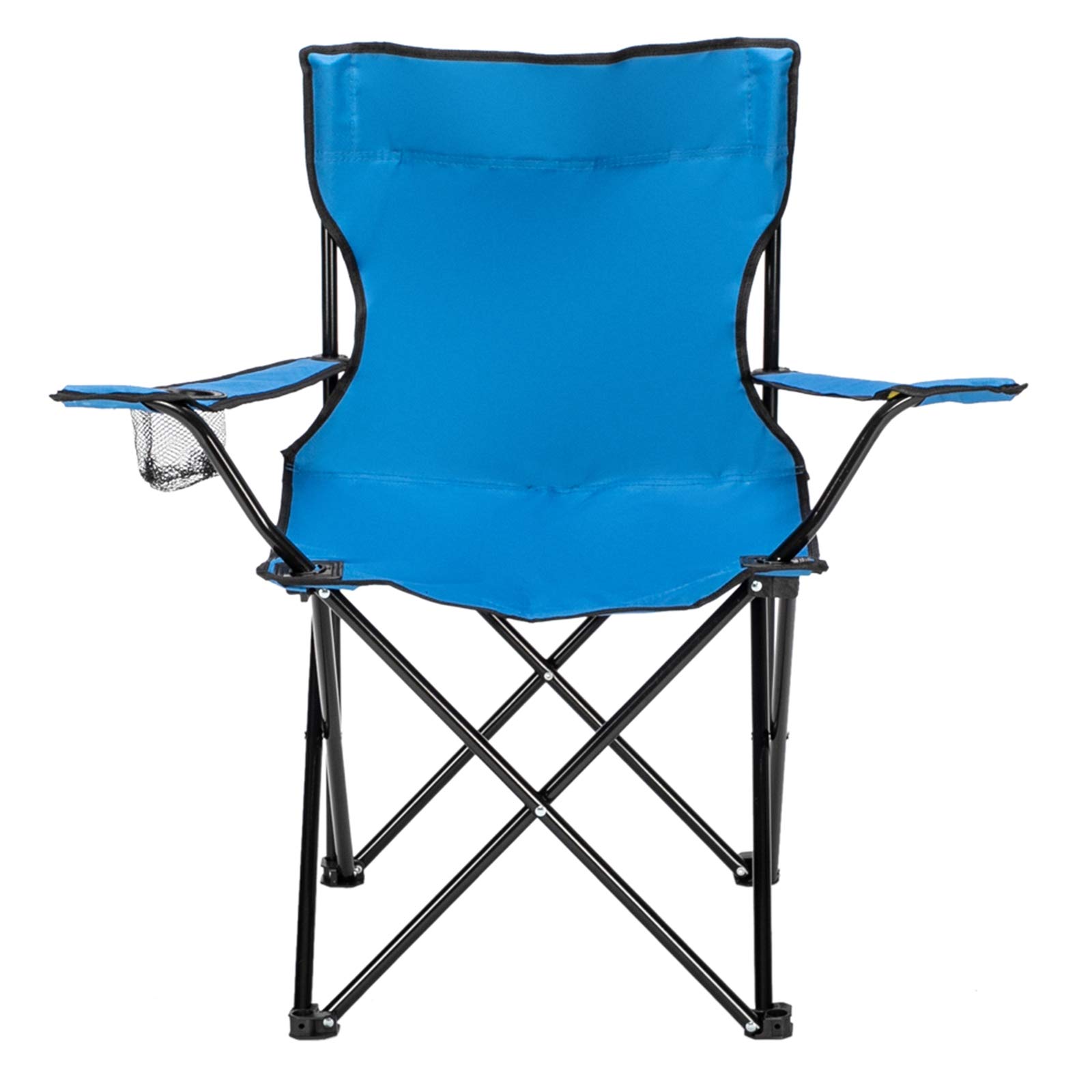 Vasitelan Outdoor Folding Camping Chair with Lumbar Back Support - Portable Lawn Chair with Carry Bag & Cup Holder - Blue - Perfect for Camping, Hiking, Picnics, Beach & Backyard Relaxation