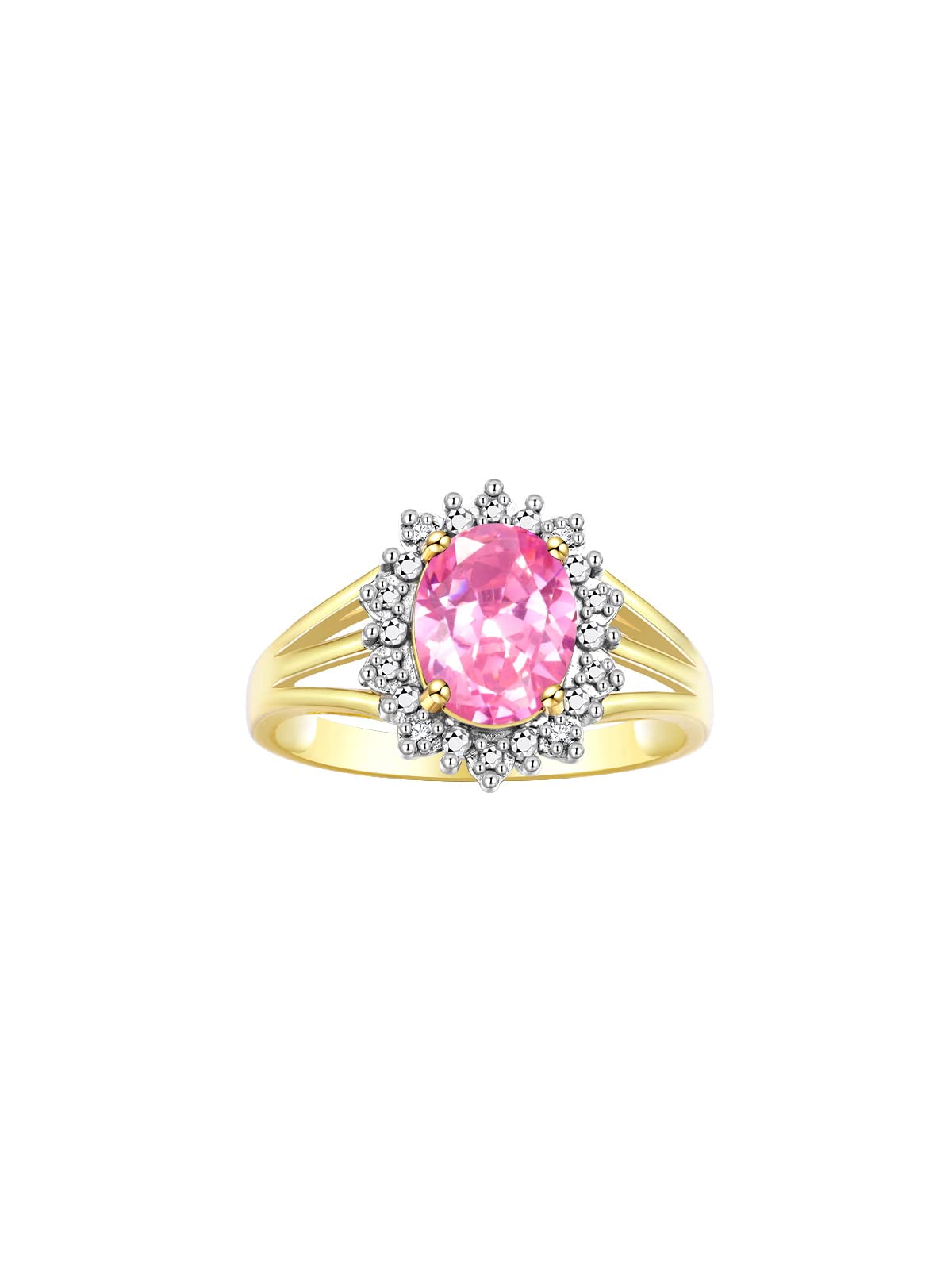 Rylos Women's Yellow Gold Plated Silver Princess Diana Ring & Pendant Set with Gemstone & Diamonds - 9X7MM Birthstone Jewelry, Matching Friendship Gift for Her, Sizes 5-10 - Perfect for Birthdays, Anniversaries & Special Occasions