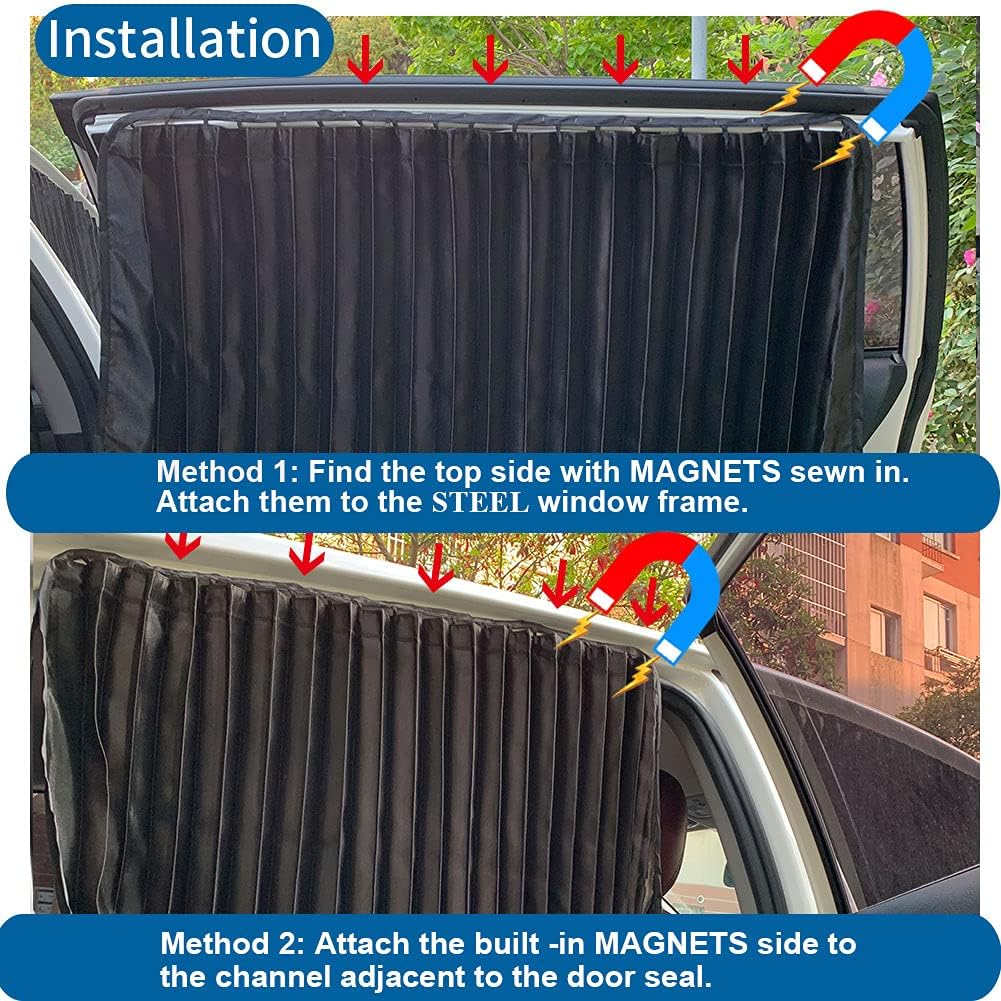 Ovege 2-Pack Car Side Window Sun Shade - Black Magnetic Privacy Window Cover for Front Seats | UV Protection & Heat Blocking | Perfect for Summer Driving, Road Trips & Parking in Direct Sunlight