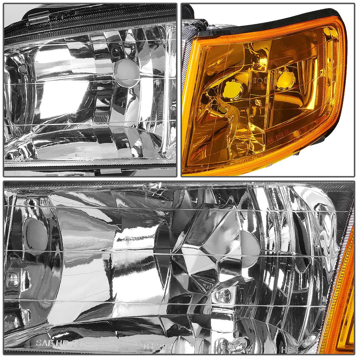 DNA Motoring HLCL-HA94-CH-AM Chrome Housing Amber Reflector Headlights for 94-97 Honda Accord - Upgrade Your Car's Style & Night Visibility for Daily Driving & Night Commutes