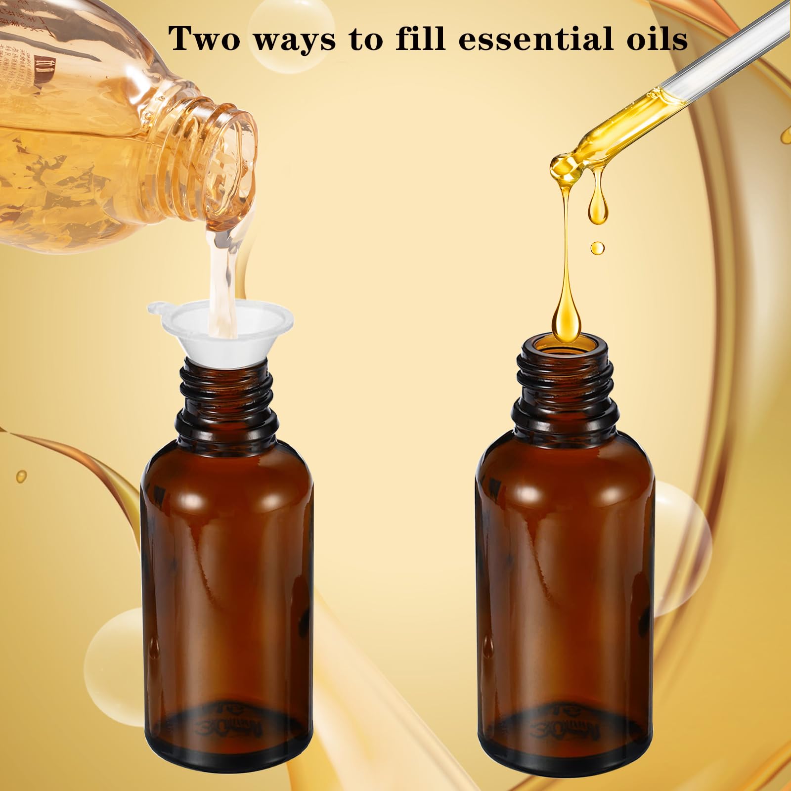 50ML Essential Oil Roller Bottles 3 Pack - Amber Glass Roll On Bottles with Stainless Steel Balls for Perfume, Aromatherapy & DIY Blends - Includes Opener, Funnel & Dropper - Perfect for Travel, Home Use & Gift Giving