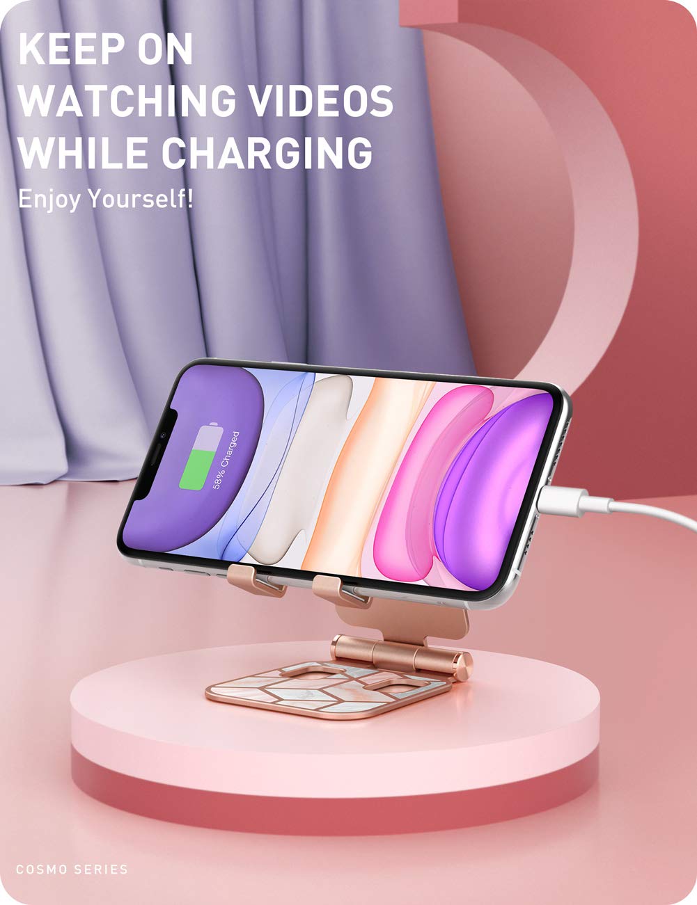 i-Blason Universal Foldable Phone Stand Holder for Desk - Compatible with iPhone 16/15/14/13 Pro Max & All Smartphones - Marble Design - Perfect for Office, Home, Video Calls & Hands-Free Viewing