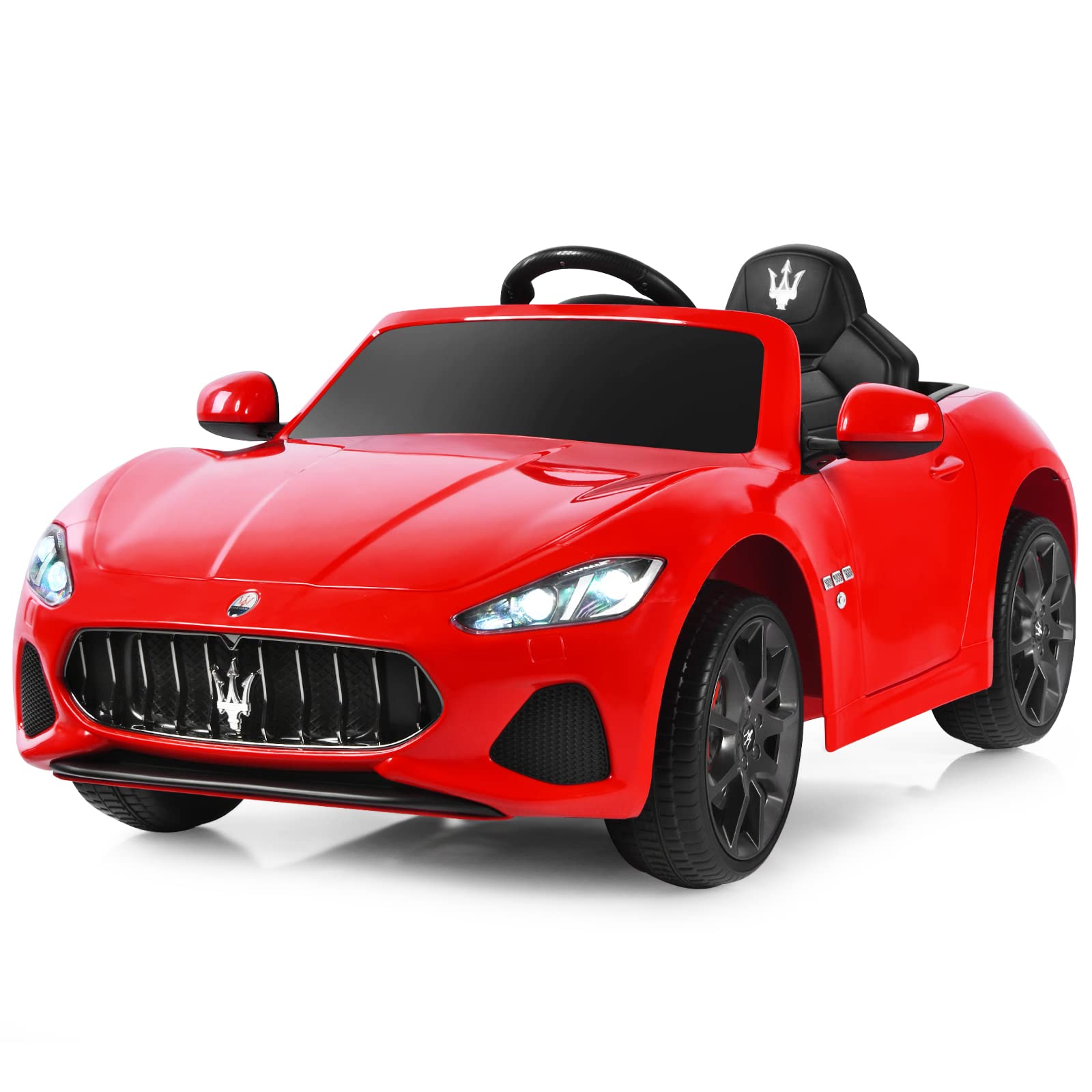 Costzon 12V Licensed Maserati GranCabrio Kids Electric Ride-On Car with Remote Control - Spring Suspension, LED Lights, USB Port, Horn & Music - 4-Wheeler Battery Powered Vehicle for Boys & Girls (Red) | Perfect Birthday Gift, Outdoor Play & Pretend Driving Fun