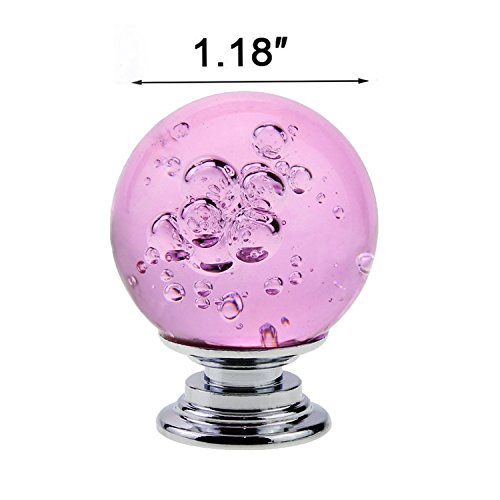 Elegant Pink Crystal Glass Ball Cabinet Knobs - Set of 12 for Kitchen, Wardrobe, Dresser & Drawer - Decorative Bubble-Shaped Handles for Home & Office Furniture Upgrade