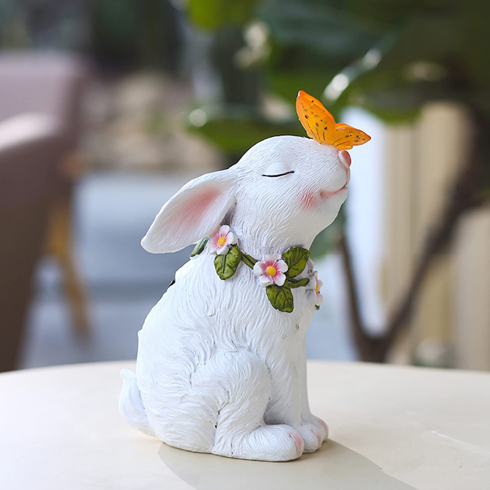 Solar Powered Garden Rabbit Statue - Waterproof Resin Outdoor Decor with LED Lights for Patio, Pathway, Backyard | Perfect for Lawn, Flower Bed & Nighttime Landscape Lighting
