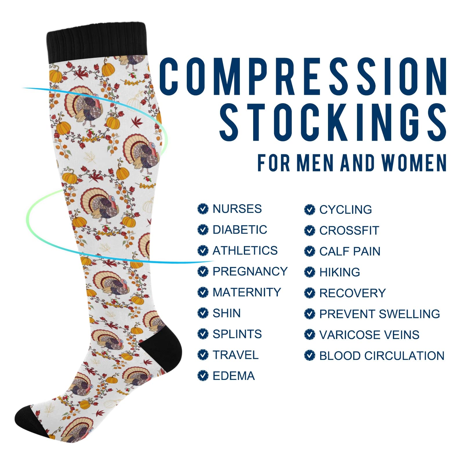 KLL Compression Socks for Women & Men - Medical Grade Circulation Support Socks for Running, Cycling, Nursing & Travel - Improve Blood Flow & Reduce Swelling