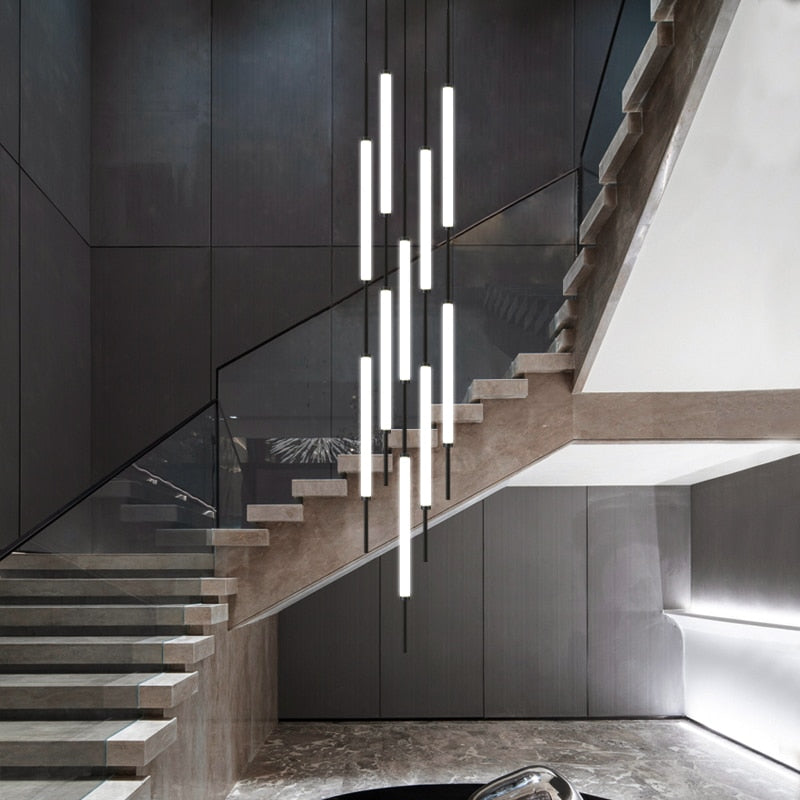 Elegant Long Tube Chandelier Lighting Fixture - Modern Crystal Ceiling Light for Dining Room, Living Room & Bedroom | Perfect for Home Decor, Wedding Venues & Luxury Interior Design