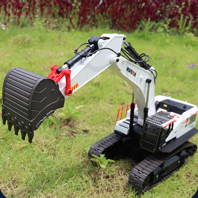 1/14 HUINA RC Metal Excavator Model 1594 - 22 Channel Remote Control Construction Toy with Ball Claw Bucket, LED Lights & Realistic Sound Effects | Perfect for Kids, Adults & Construction Enthusiasts | Indoor & Outdoor Play, Collectible Display, Construction Site Simulation