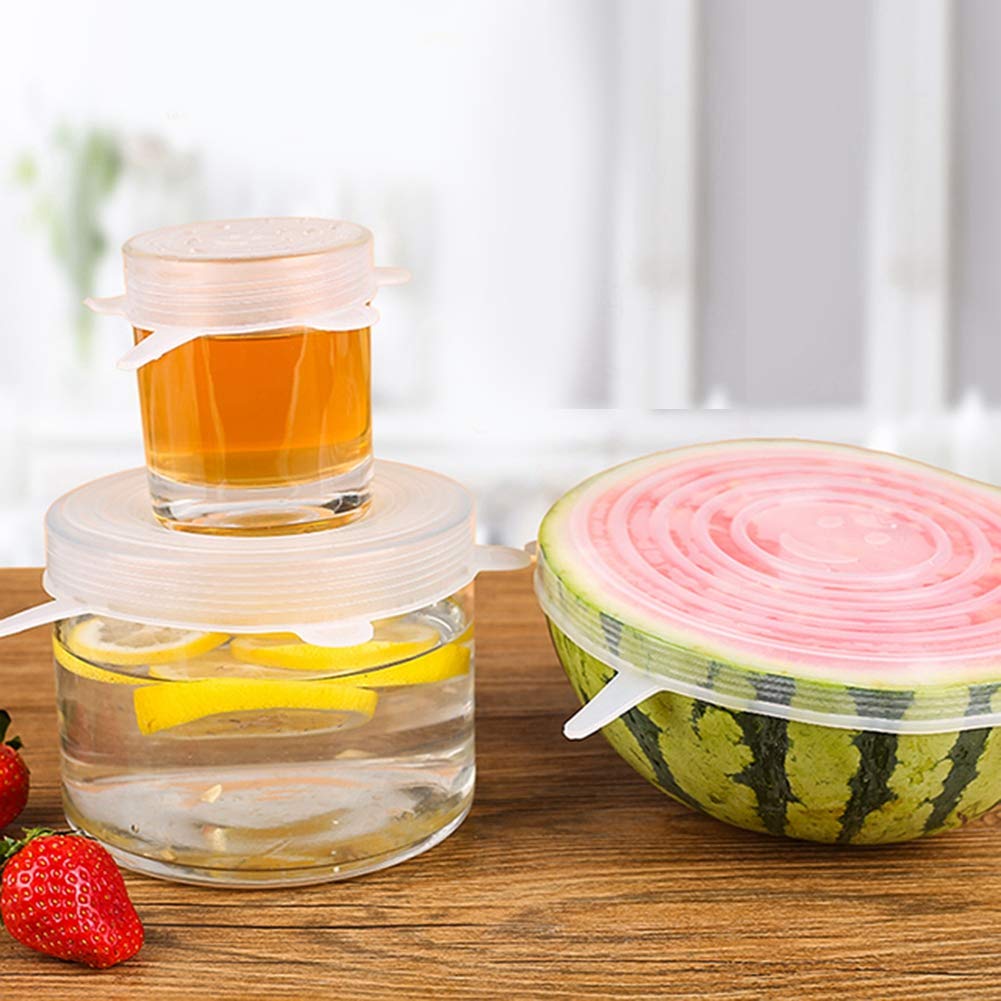 Reusable Fruit Storage Covers - 6-Piece Set of White Food Preservation Lids for Bowls & Containers | Eco-Friendly Kitchen Storage Solution for Fresh Fruits, Vegetables & Leftovers