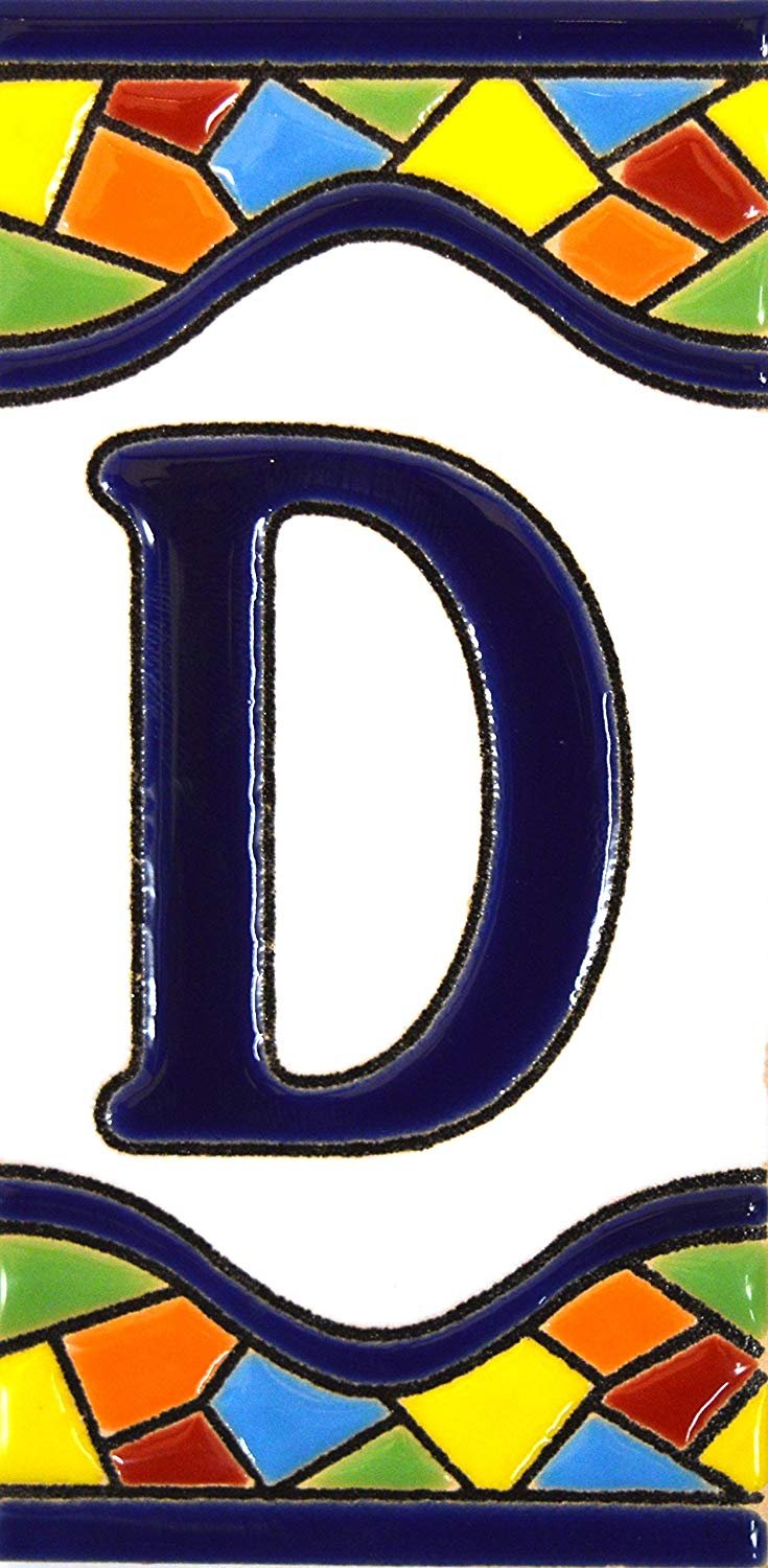 4 Inch Hand Painted House Letter Tiles - Custom Address Signs for Home, Mailbox & Front Door - MOSAICO MEDIANO Design (4.29