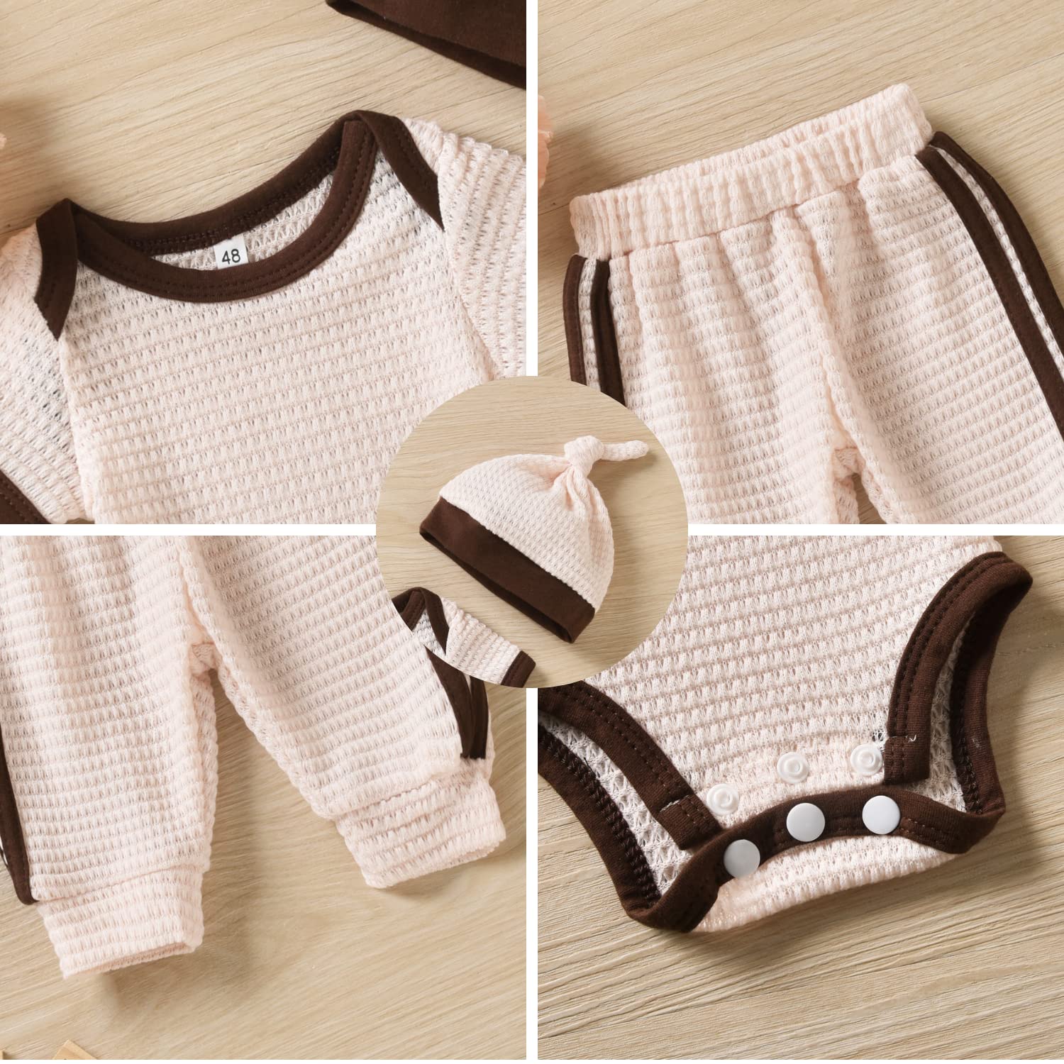 Unutiylo Unisex Preemie Baby Clothes - Neutral Waffle Romper & Pants Set for Newborn Boys & Girls | Soft Short Sleeve Outfits for Hospital, Photography & Everyday Wear