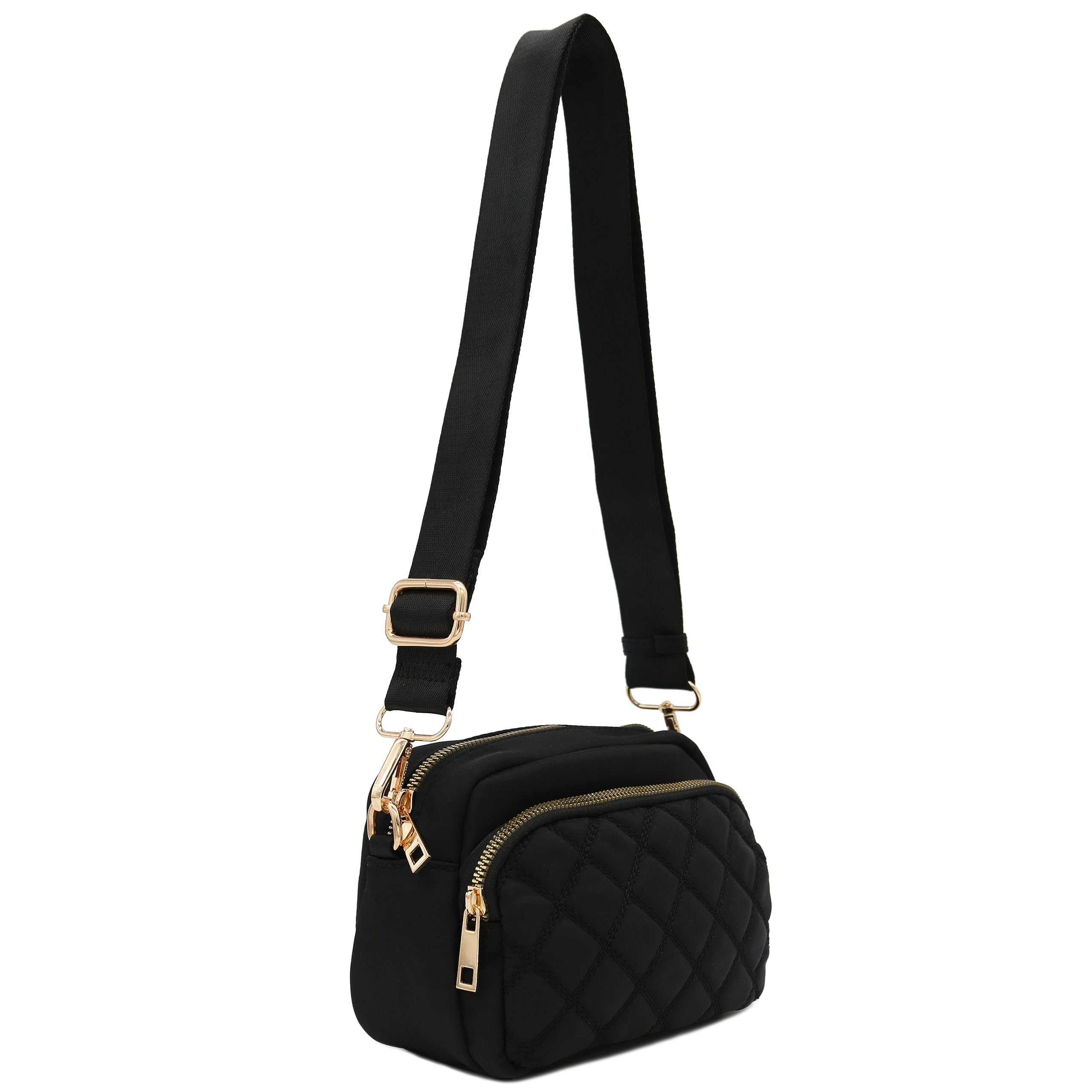 Stylish Quilted Nylon Crossbody Bag with Adjustable Wide Strap - Perfect for Travel, Shopping & Everyday Use