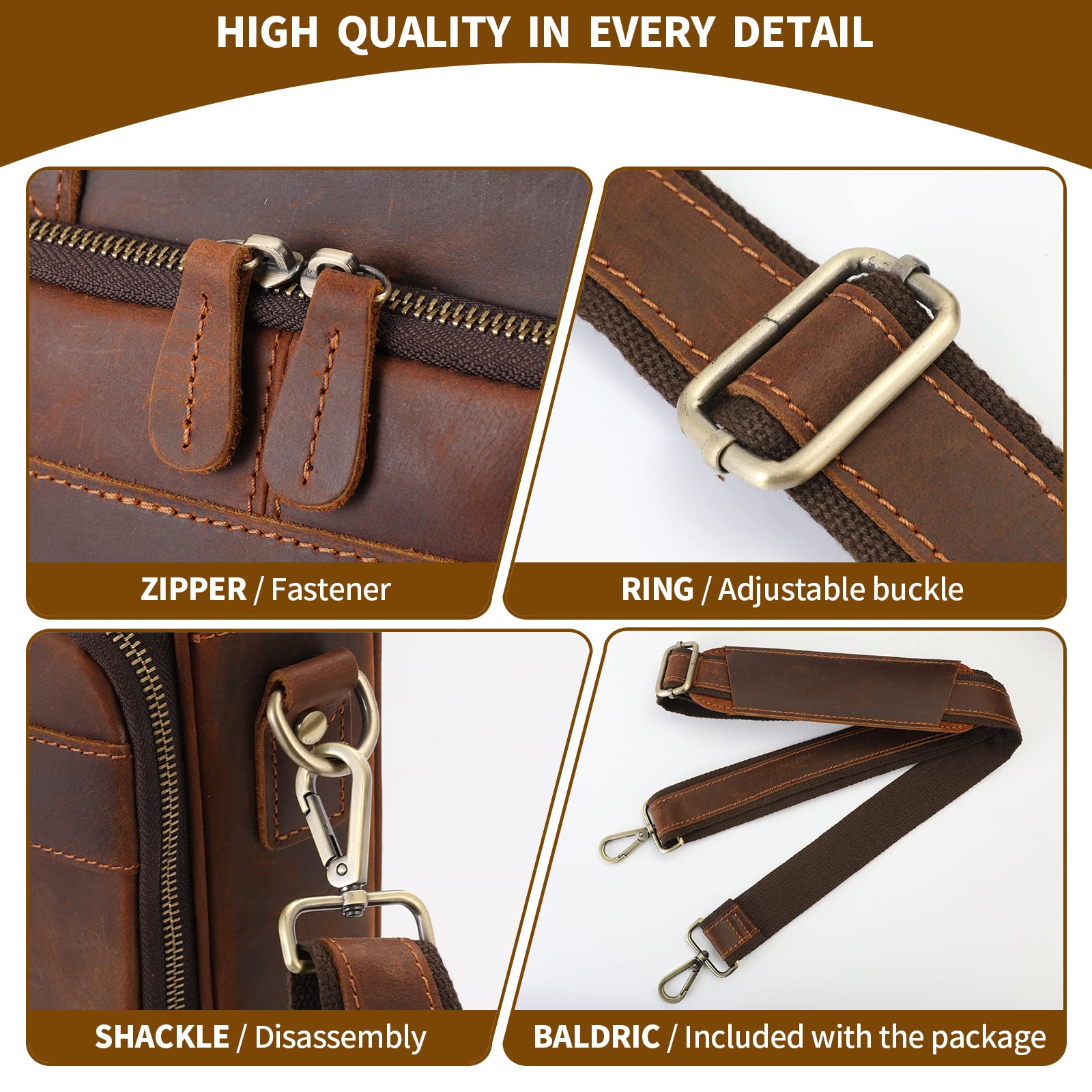 Premium Genuine Leather Briefcase for Men - Business Laptop Messenger Bag for Work & Travel - Durable Office Bag for Professionals, Commuters & Business Trips