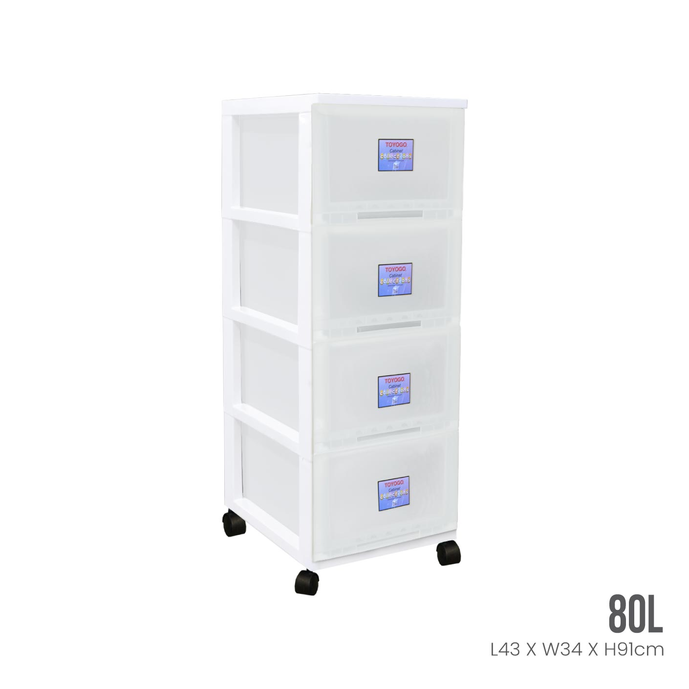 4-Tier Classic Rolling Storage Cabinet with Wheels (607 4) - Perfect for Home, Office, Kitchen & Garage Organization