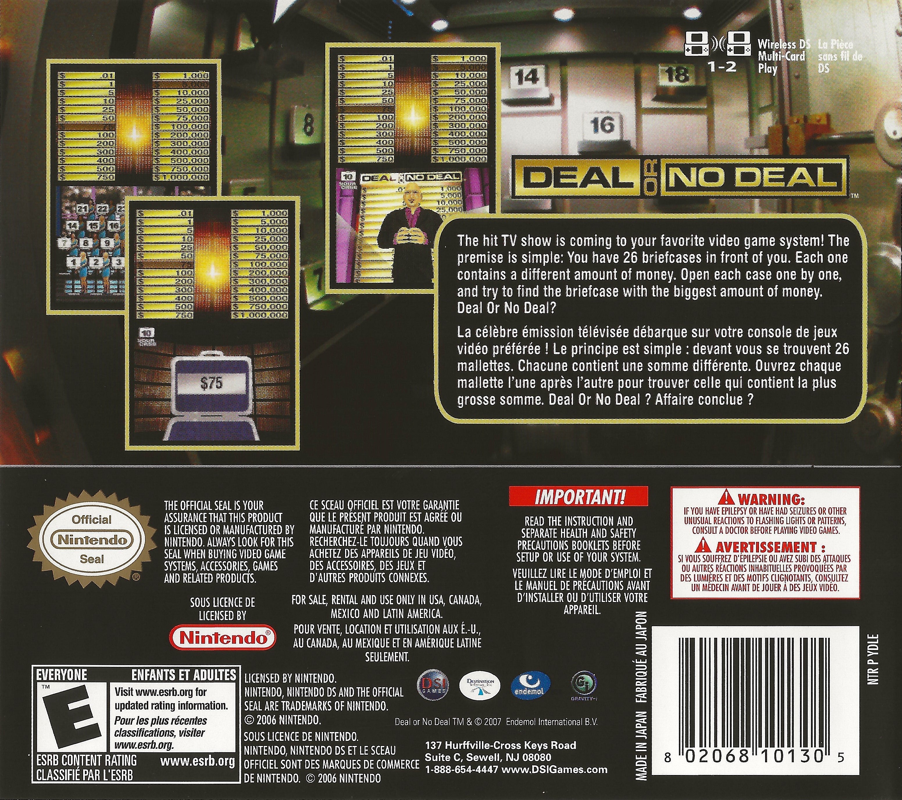 Used Deal or No Deal DS Video Game - Nintendo DS Game for Kids & Adults - Fun Family Party Game Night Entertainment