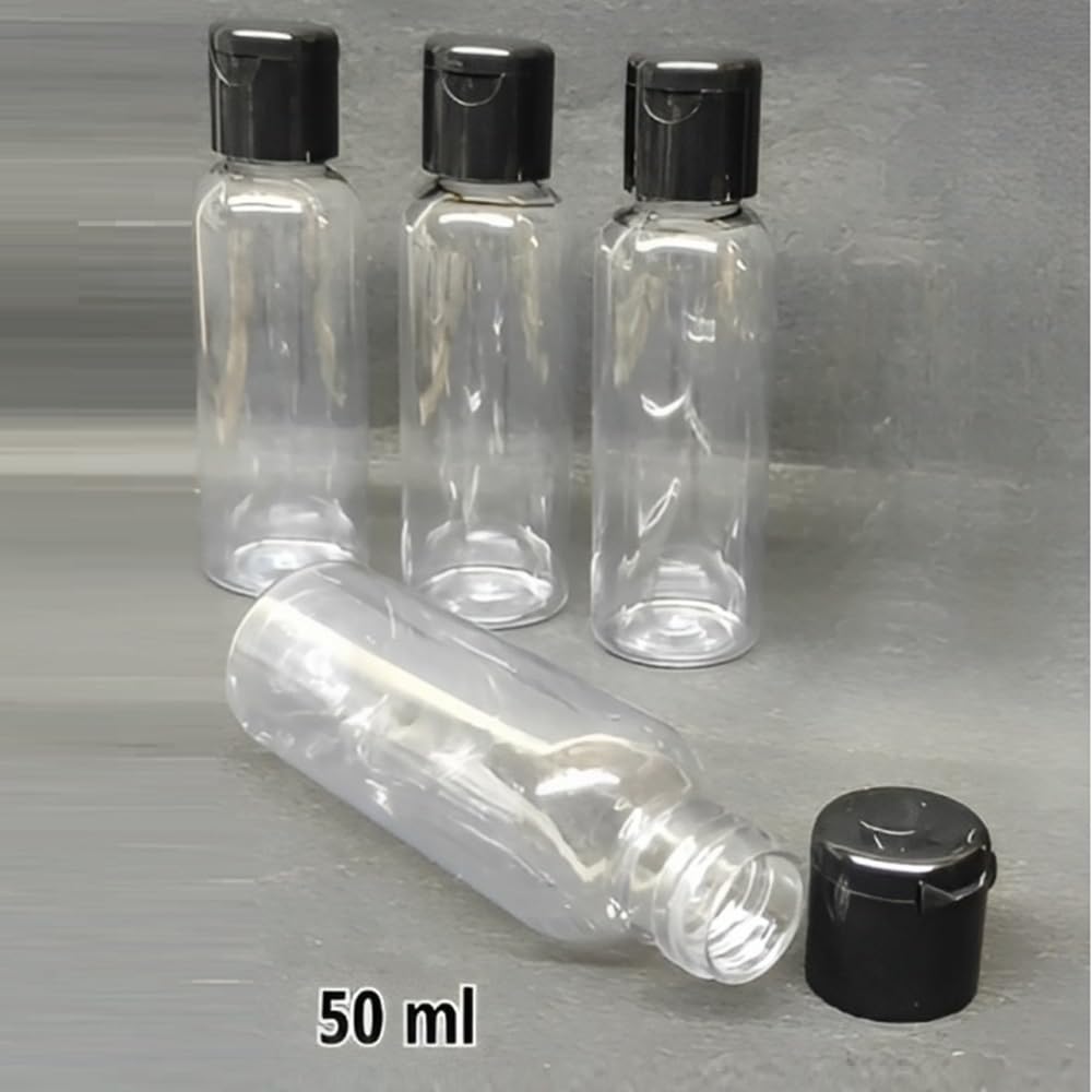 M.C. PIPWALA 24-Pack 50ml Travel Bottles - Clear Refillable Leak-Proof Squeeze Bottles with Flip Top Caps for Toiletries, Shampoo, Lotion, Cosmetics | Perfect for Air Travel, Gym, Camping & Home Use
