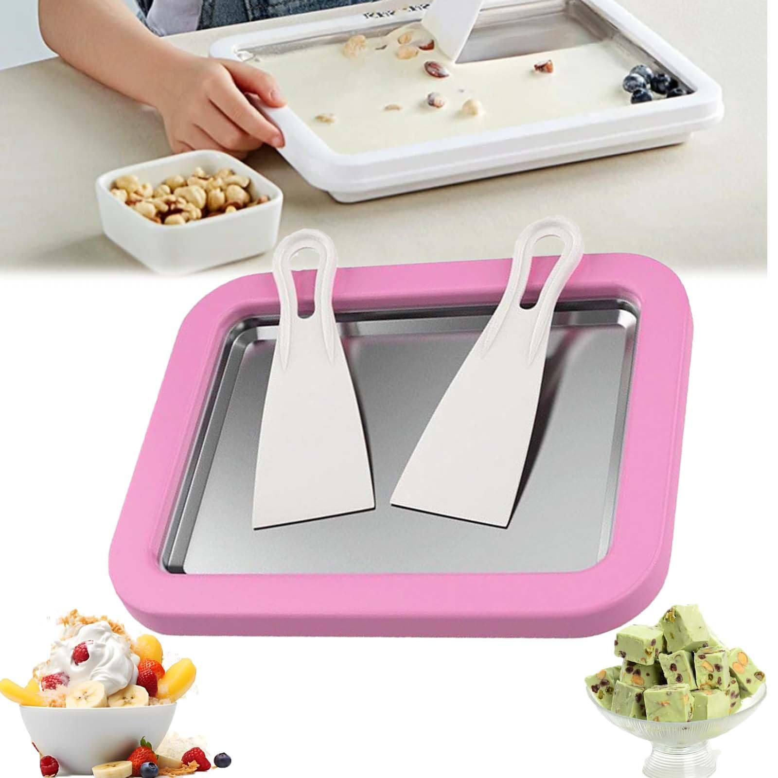 Petrus DIY Mini Ice Cream Tray Roller with 2 Spatulas - Purple Frozen Treat Maker for Homemade Sorbet & Ice Cream - Perfect for Kids' Parties, Summer Desserts & Family Fun