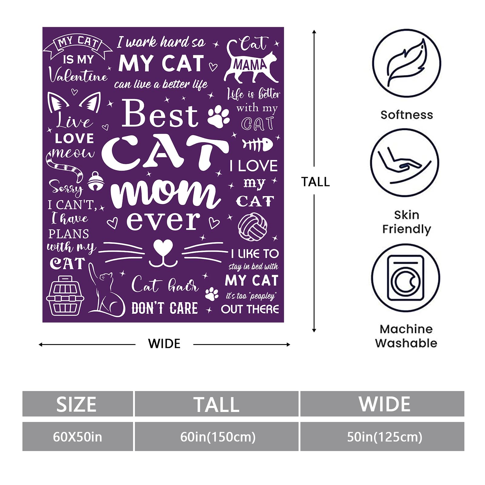Soft Mosslink Cat Mom Blanket 60