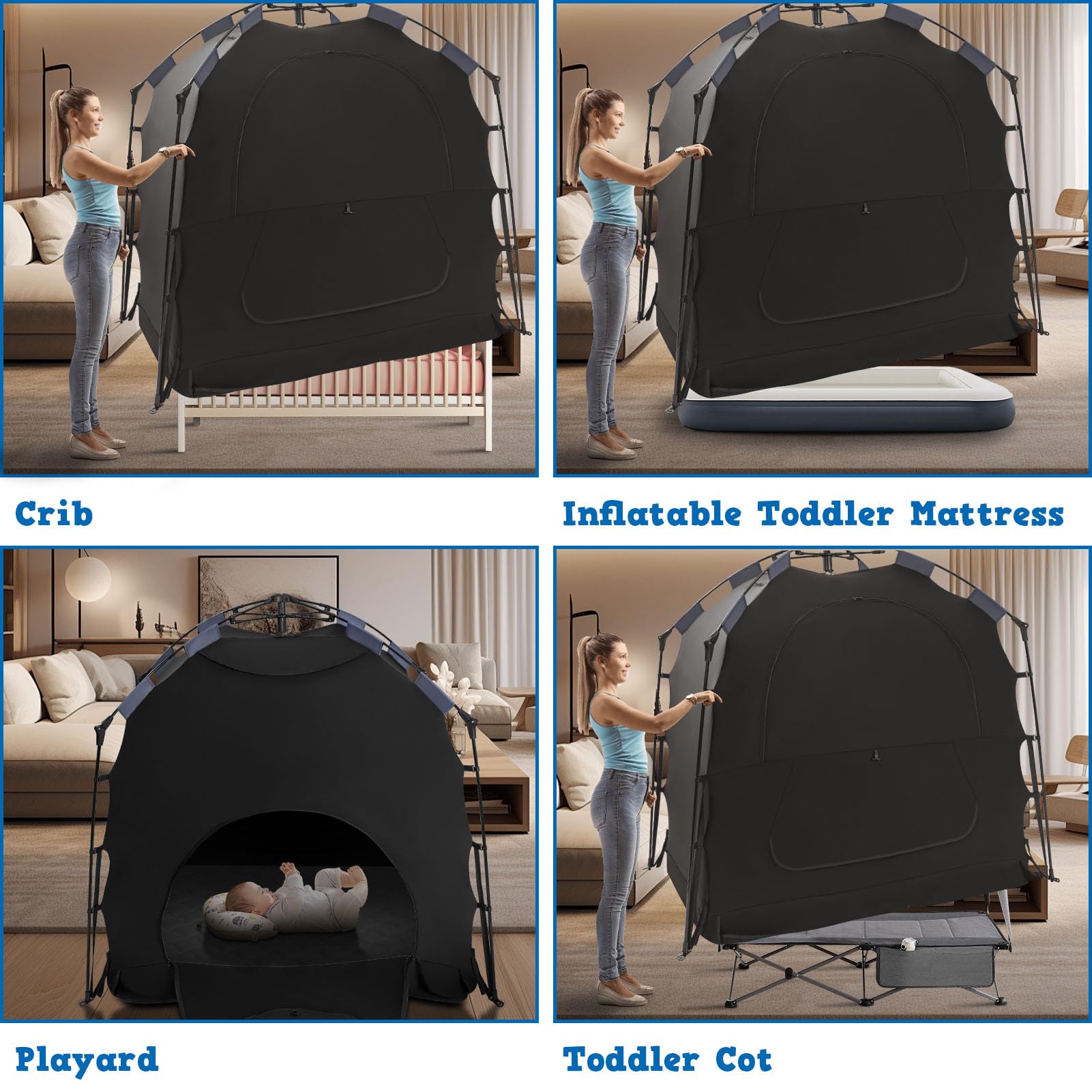 **Blackout Crib Cover for Baby - Easy Install Sleep Pod & Travel Canopy, Blocks 95% Light - Perfect for Nursery, Travel & Daytime Naps**