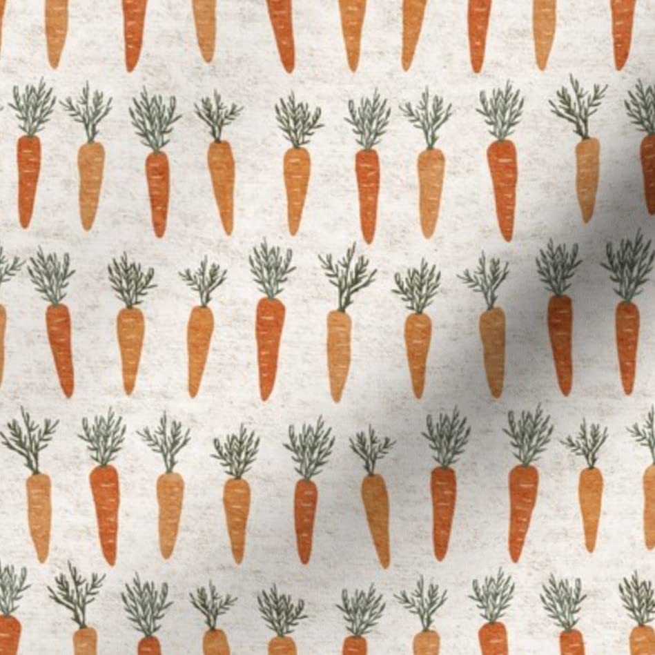 Spring Carrots Green Orange Kitchen Easter Vegetables Textured Root Printed Minky Fabric Fat Quarter - Soft Plush Fabric for Sewing Baby Blankets, Quilt Backing, DIY Crafts & Home Decor - Perfect for Easter Decorations, Nursery Projects & Cozy Throw Blankets