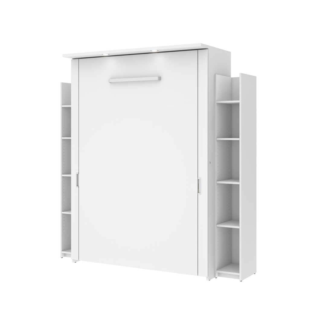 Bestar Lumina Full Murphy Bed with Built-in Shelves & Storage - Space-Saving Wall Bed for Small Apartments, Guest Rooms & Home Offices - White