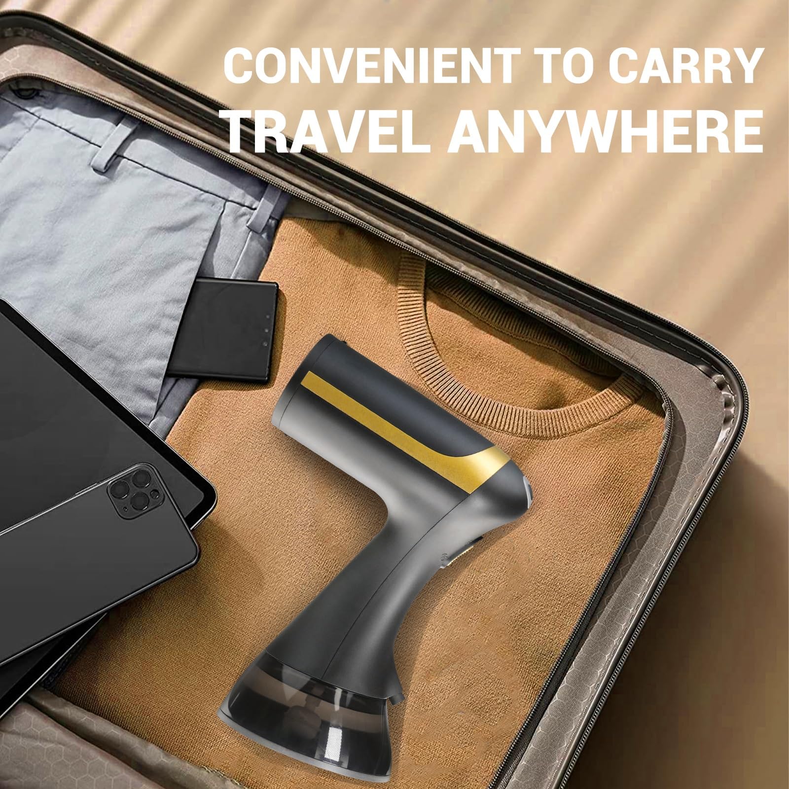 AN-2 Portable Black Garment Steamer - 1500W Fast Heating, 300ml Water Tank, 30-Second Ready, Auto Shut-Off for Travel & Home Use - Perfect for Clothes, Curtains, and Upholstery
