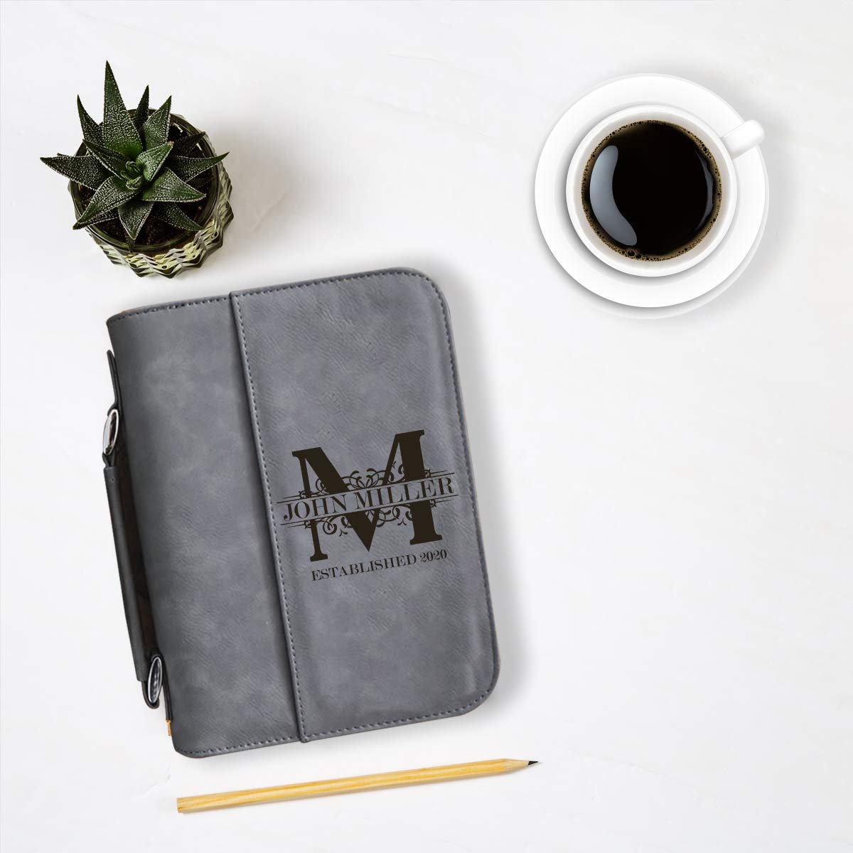 Personalized Royal Monogram Large Leatherette Book Cover with Handle & Zipper - Custom Bible Cover with Laser Engraving - Perfect for Church, Bible Study & Gift Giving