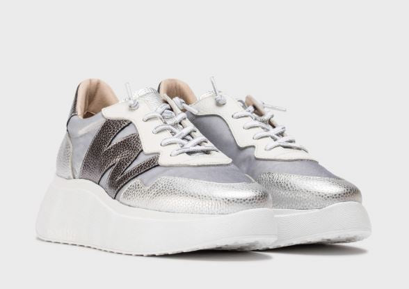 Wonders ZENIT White & Silver Chunky Sneakers for Women - Fashionable Platform Trainers for Casual Wear & Street Style Outfits
