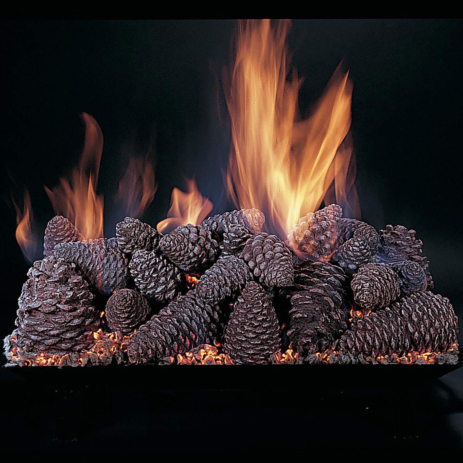 Premium 30-Inch Rasmussen Pine Cones Fireplace Set with Electronic Spark Ignition - Adjustable Flame Remote Control & CXF30 Valve - Propane Gas Fire Pit for Outdoor Patio, Backyard, Deck - Perfect for Camping, Family Gatherings, Romantic Nights & Outdoor Parties - Ideal for Winter Evenings, Backyard BBQs, and Cozy Outdoor Relaxation