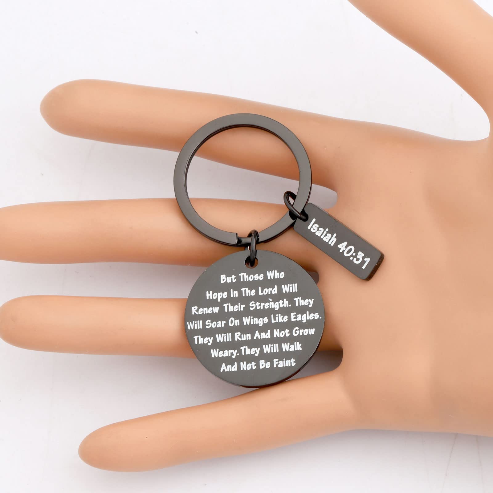 FEELMEM Christian Keychain - Isaiah 40:31 Bible Verse Keyring with 'Soar on Wings Like Eagles' - Religious Jewelry Gift for Encouragement & Faith - Perfect for Baptisms, Bible Study Groups & Daily Inspiration