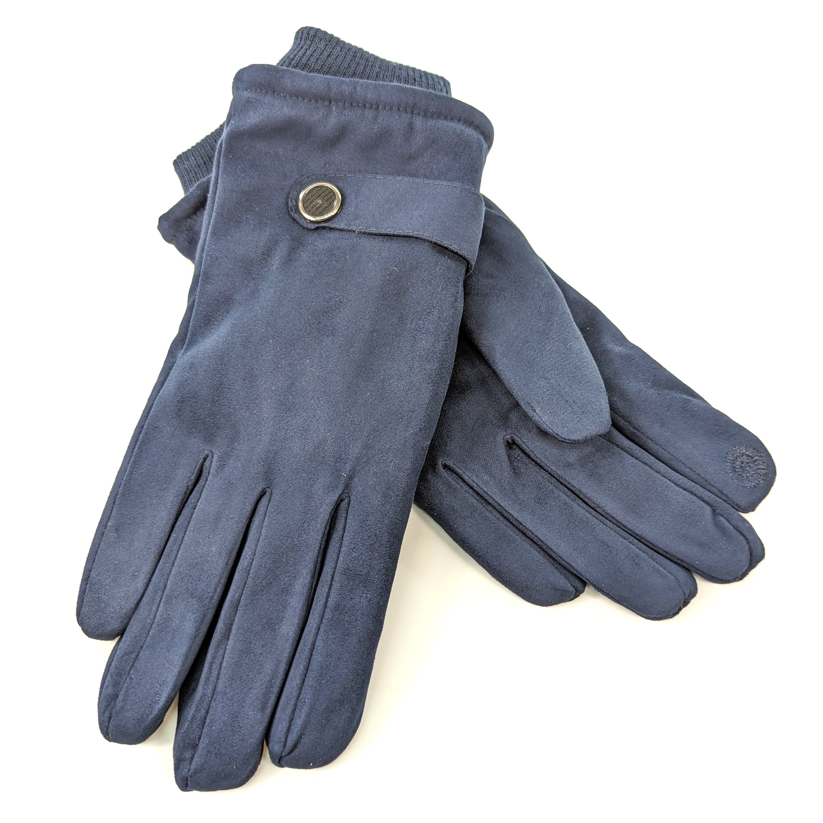 Unisex Winter Gloves with Button Detail - Soft Warm Blue Gloves for Men & Women - Perfect for Outdoor Activities, Skiing, and Cold Weather