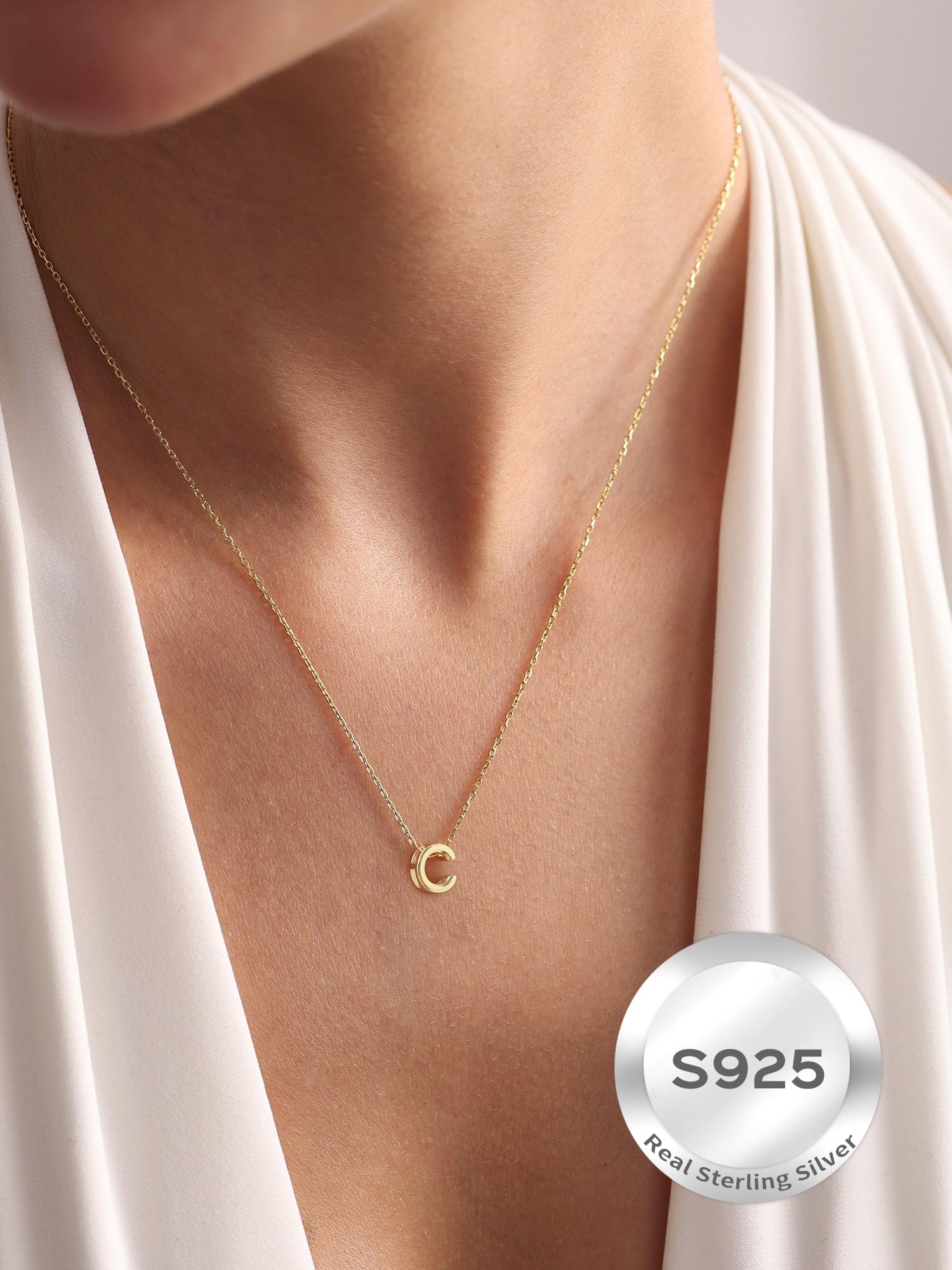 ChicSilver 925 Sterling Silver Initial Necklace for Women - Personalized Dainty Letter Pendant Jewelry - Elegant Gift with Gift Box - Perfect for Birthdays, Anniversaries & Everyday Wear