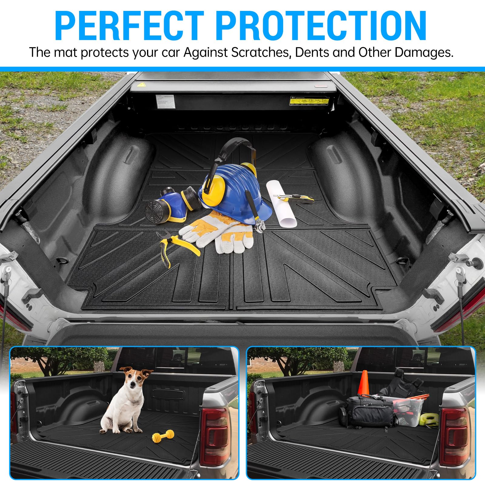 Anti-Slip Truck Bed Mat for 2019-2024 Dodge Ram 1500 5.7ft Short Bed | Heavy Duty Bed Liner Accessories | Perfect for Hauling, Camping & Off-Road Protection