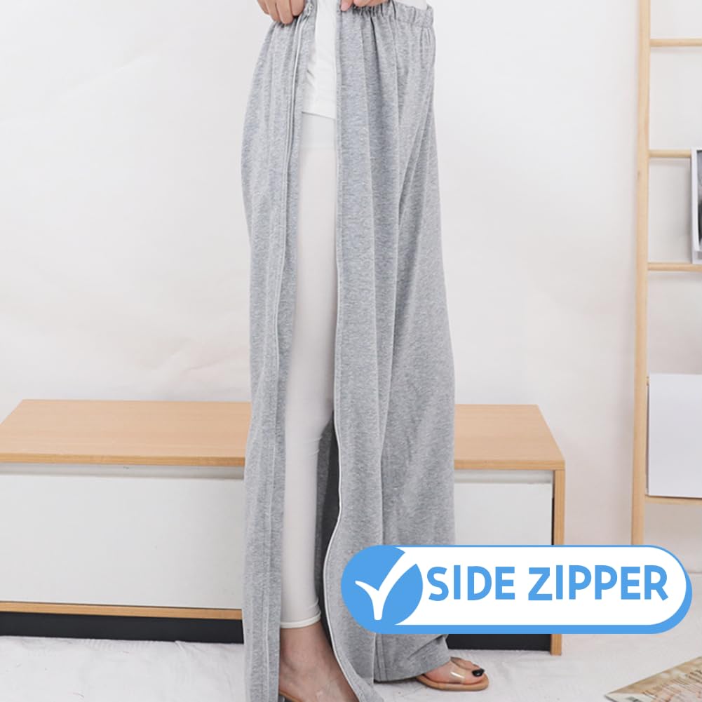 WEEOATAR Unisex Patient Pants with Zippers - Comfortable Bedridden & Disability Clothing, Nursing Hospital Gowns for Elderly Care, Post-Surgery Recovery & Home Healthcare