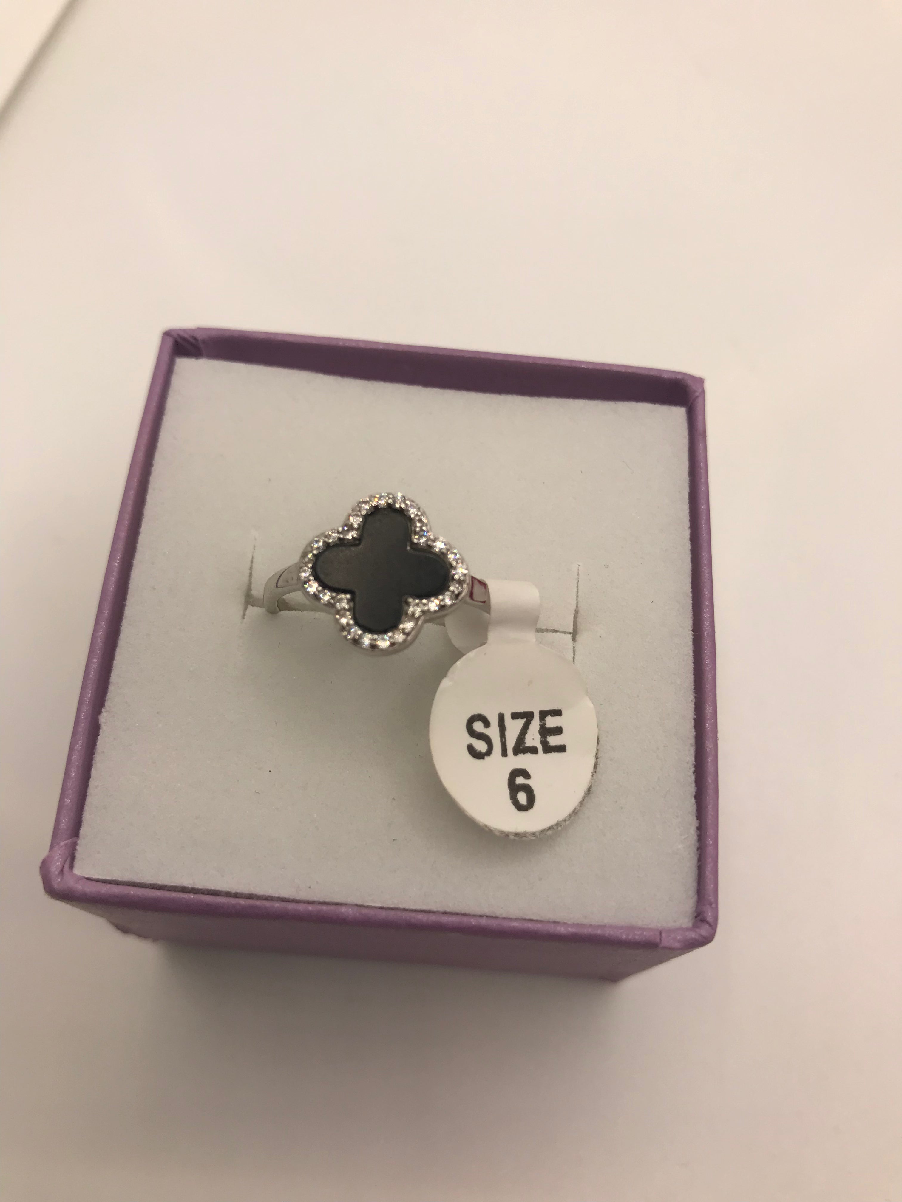 Sterling Silver Black Clover Ring for Women - Elegant Four Leaf Clover Jewelry for Good Luck & Protection - Perfect for Gifts, Weddings & Everyday Wear