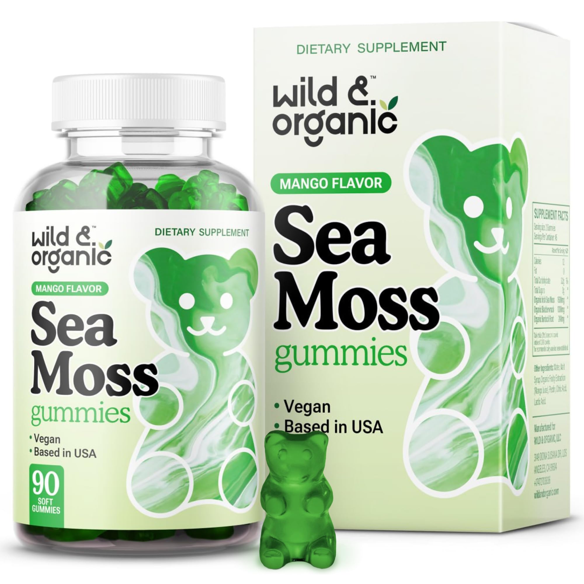 Organic Irish Sea Moss Gummies 1600mg with Bladderwrack & Burdock Root - Vegan, Non-GMO, Gluten-Free Supplement for Immune, Digestive & Thyroid Support - 90 Chewable Seamoss Gel Gummies for Daily Wellness & Energy Boost
