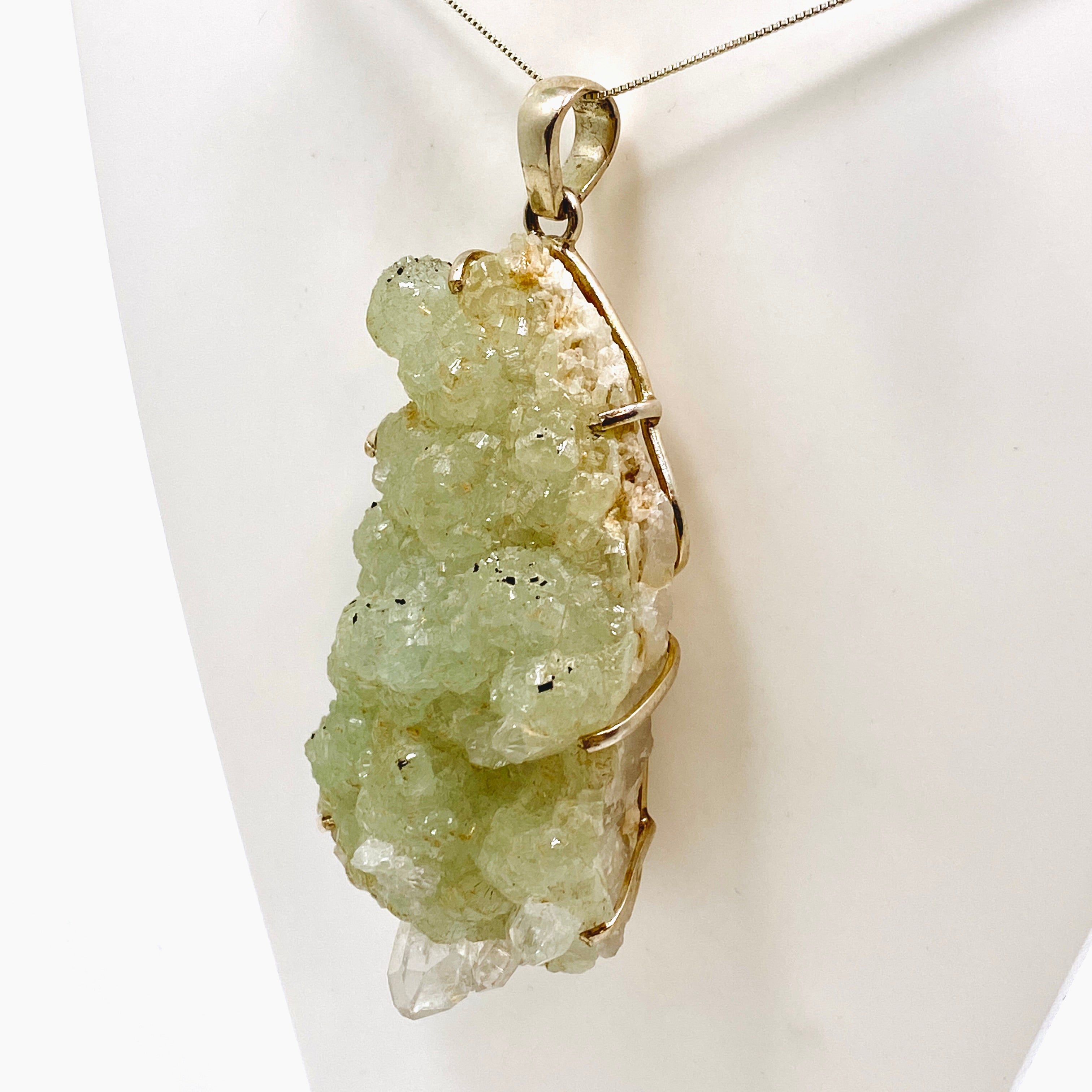 Natural Prehnite Raw Crystal Pendant Necklace - Healing Stone Jewelry for Women - Spiritual Energy & Chakra Balancing - Perfect for Meditation, Yoga & Gift Giving