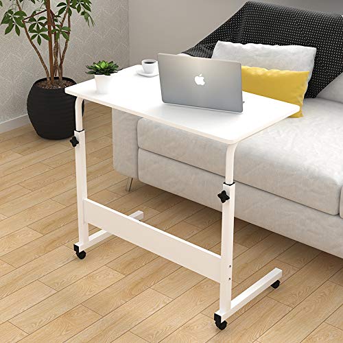 Adjustable U-Shaped Rolling Sofa Table - Mobile Snack Table, Couch Side End Table with Wheels, Portable Breakfast TV Tray, Height Adjustable Laptop Desk Workstation (31.5