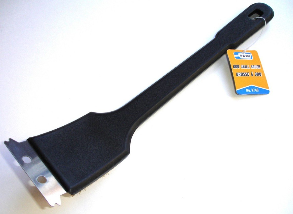 Premium BBQ Grill Brush with Brass Bristles & Scraper - Extra Long Handle for Safe Cleaning - Perfect for Gas, Charcoal Grills & Outdoor Cooking Accessories