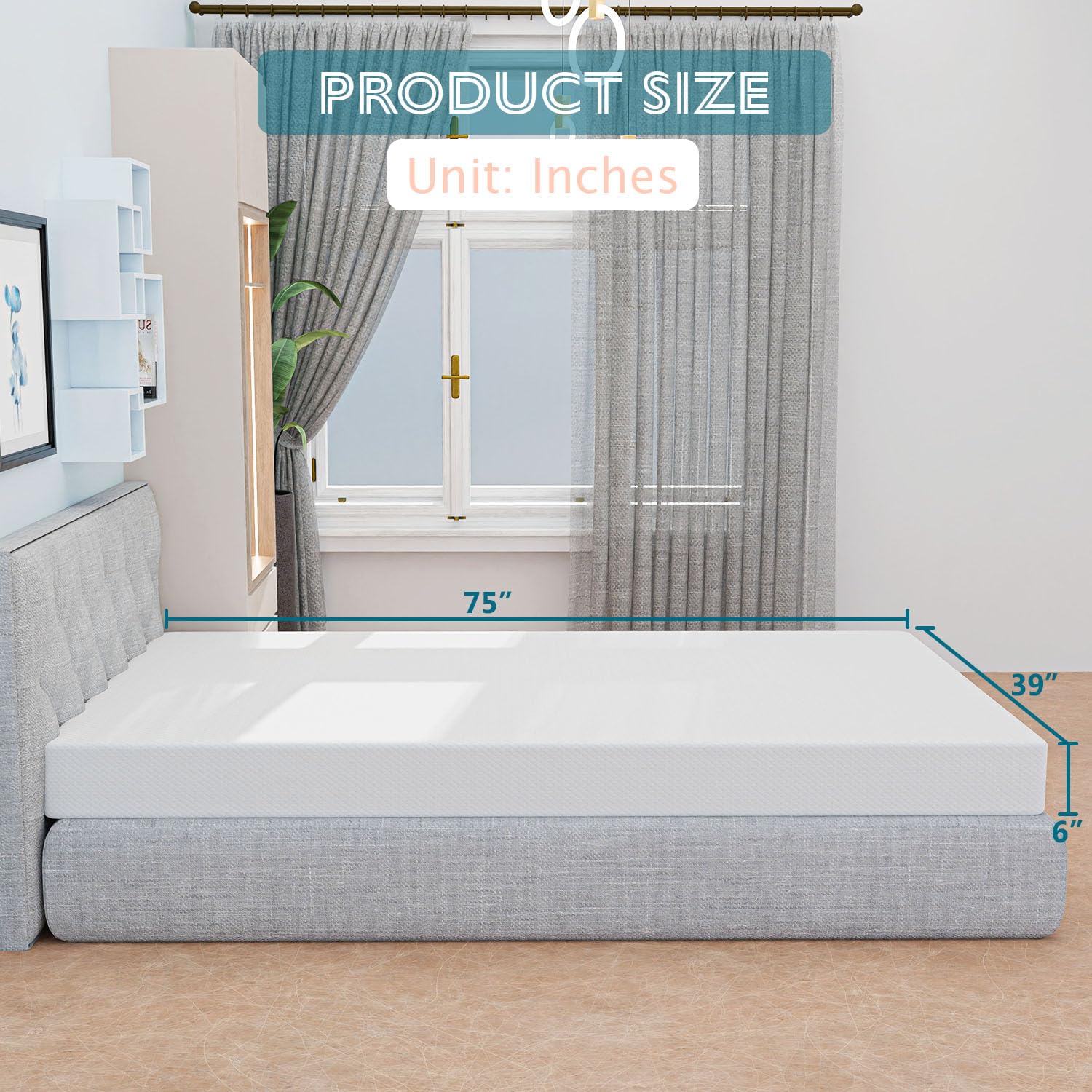 6 Inch Twin Mattress - Cooling Gel Memory Foam for Pressure Relief, CertiPUR-US Certified, Bed-in-a-Box (75