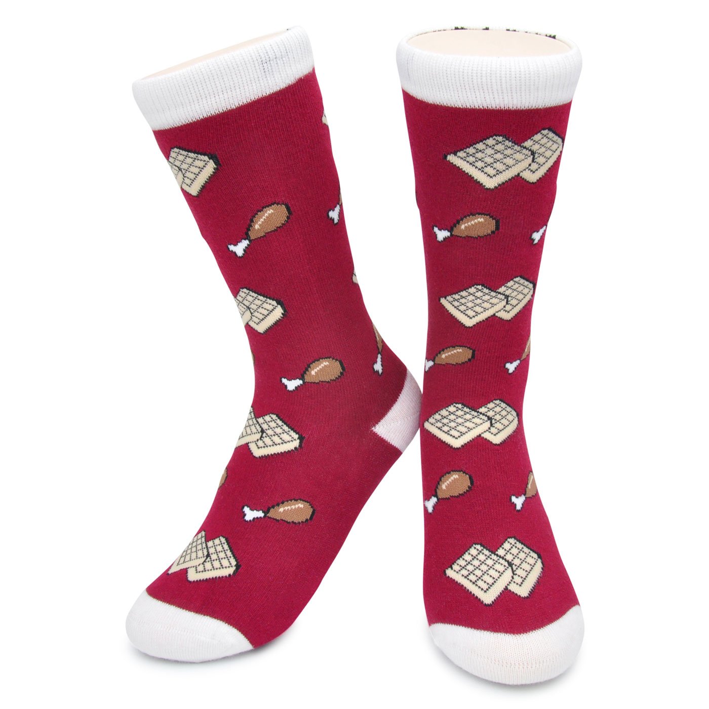Funky Chicken & Waffles Crew Socks - Crazy Novelty Socks for Men, Women & Kids - Comfortable Cotton Blend Funny Socks for Gifts, Costume Parties & Everyday Wear