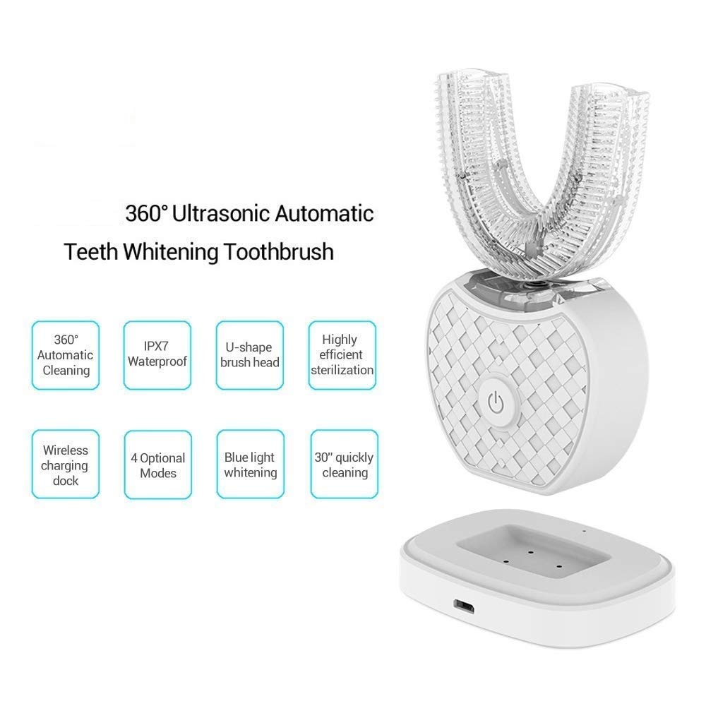 U-Shaped Sonic Electric Toothbrush - USB Rechargeable, IPX7 Waterproof, 4 Cleaning Modes for Teeth Whitening & Oral Care - Perfect for Travel, Home & Daily Dental Hygiene